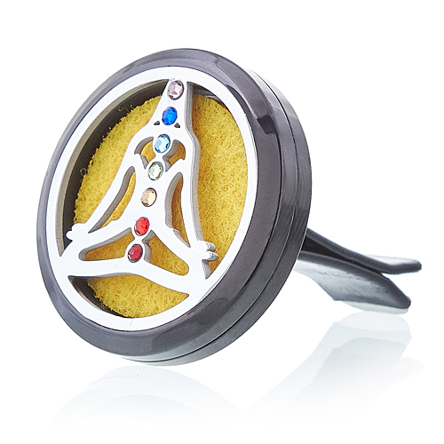 Car Diffuser Kit - Pewter Yoga Chakra - 30mm Car Diffuser Kit - Pewter Yoga Chakra - 30mm
