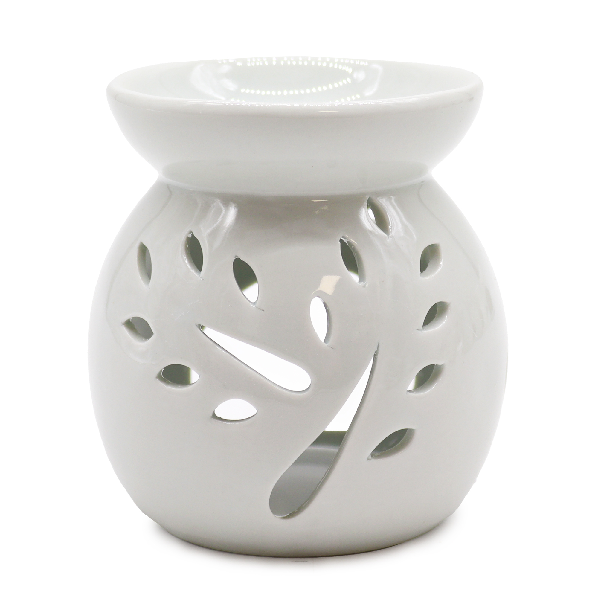 Lrg Classic White Oil Burner - Tree Cut-out Lrg Classic White Oil Burner - Tree Cut-out