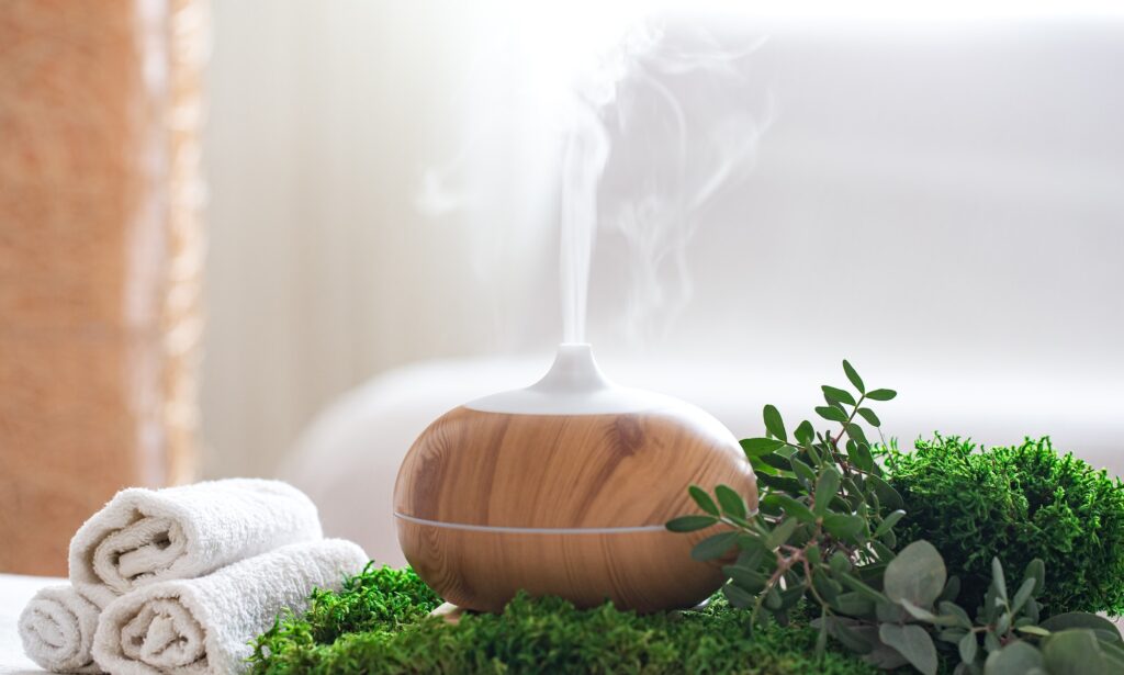 Spa composition with Aromatherapy and body care items.